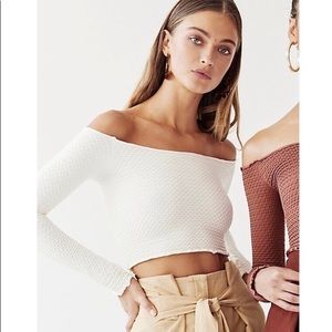 Free people smocked crop long sleeve